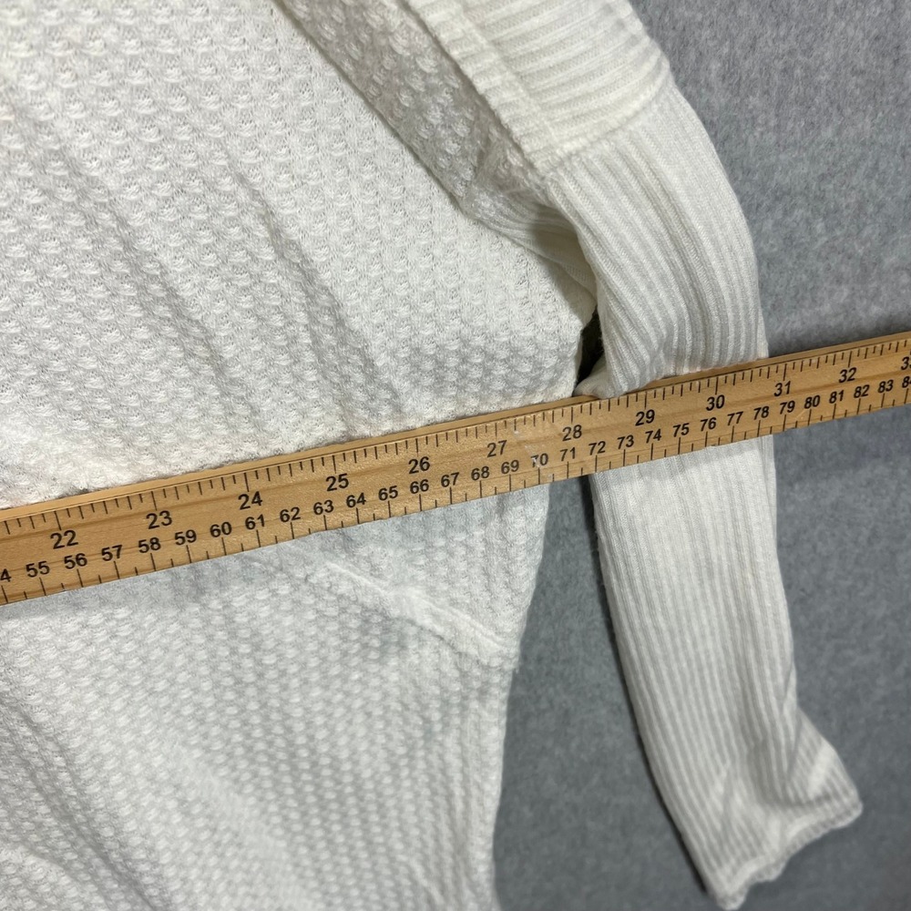Free People White Mixed Knit Henley Thermal Long Sleeve Top OB828271 Size M - Picture 6 of 8